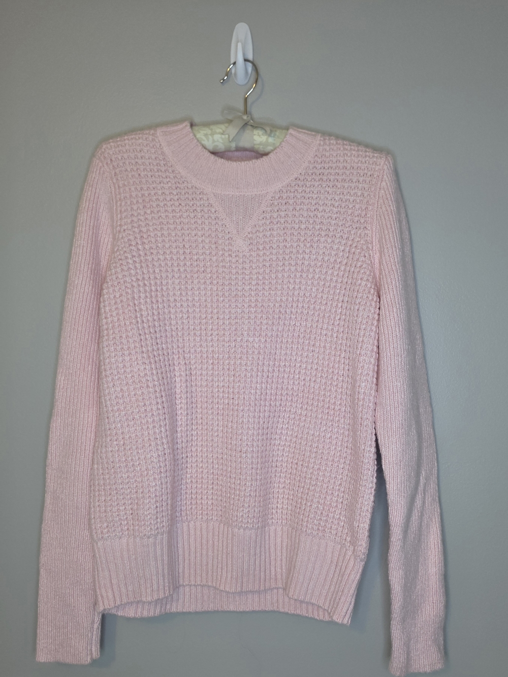 Lucky Brand Light Pink Textured Crewneck Sweater